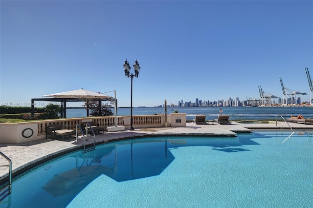 5235 Fisher Island Dr Unit 5235, Miami Beach, FL 33109 - swimming pool featuring a gazebo and a water view