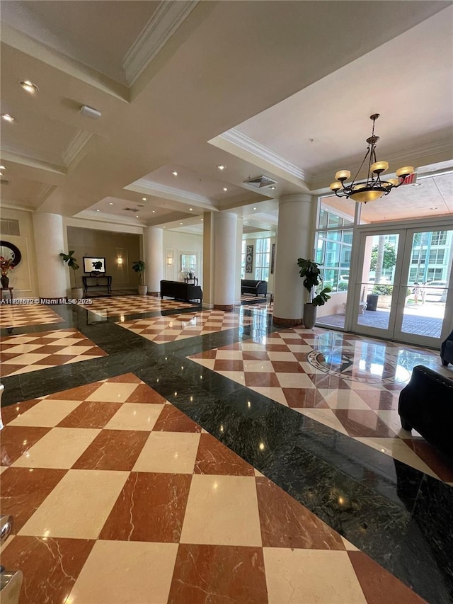 17555 Atlantic Blvd Unit 702, Sunny Isles Beach, FL 33160 - community lobby with ornamental molding and recessed lighting
