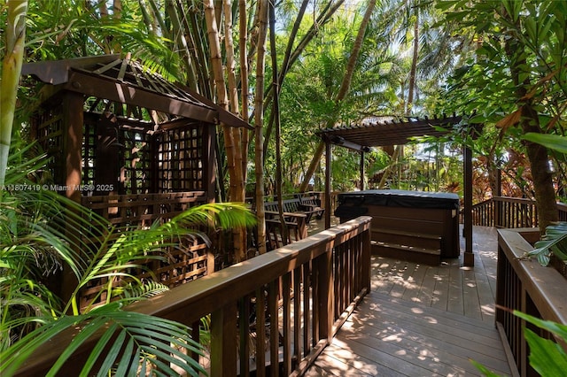 5725 N Bayshore Dr, Miami, FL 33137 - deck with a hot tub and a pergola