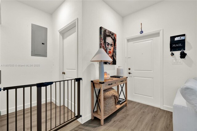 12982 SW 232nd Ln, Miami, FL 33170 - entrance foyer with electric panel, light wood-style floors, and baseboards