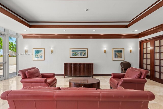 8925 Collins Ave Unit 4A, Surfside, FL 33154 - building lobby featuring ornamental molding and recessed lighting