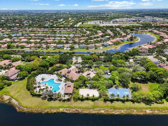 19165 N Gardenia Ave, Weston, FL 33332 - aerial view of property's location featuring nearby suburban area, a nearby body of water, and a pool area