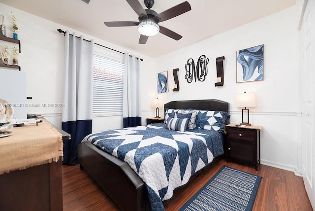 4832 SW 159th Ave, Miramar, FL 33027 - bedroom with wood finished floors, baseboards, and a ceiling fan