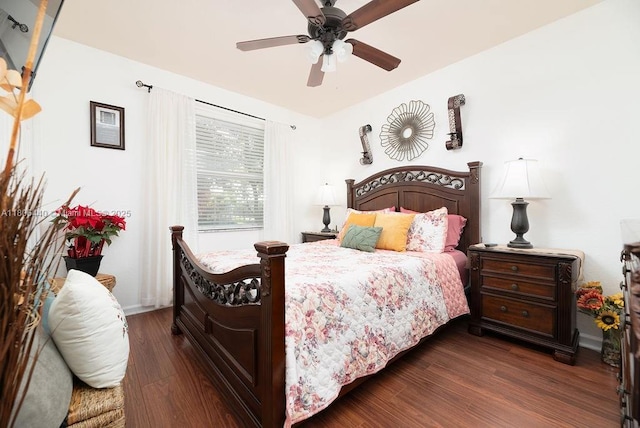 4832 SW 159th Ave, Miramar, FL 33027 - bedroom with dark wood-type flooring, baseboards, and a ceiling fan