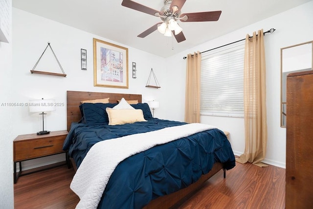 4832 SW 159th Ave, Miramar, FL 33027 - bedroom featuring wood finished floors, baseboards, and a ceiling fan