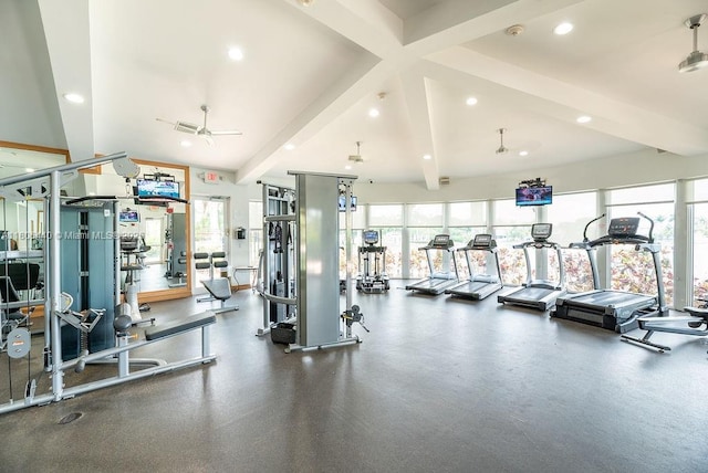 4832 SW 159th Ave, Miramar, FL 33027 - workout area featuring recessed lighting and ceiling fan