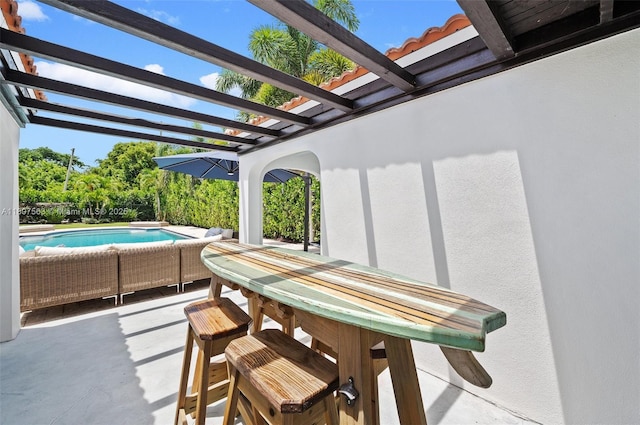 321 SW 1st Ave, Boynton Beach, FL 33435 - view of patio / terrace with a pergola, an outdoor pool, and outdoor dining space