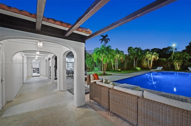 321 SW 1st Ave, Boynton Beach, FL 33435 - outdoor pool featuring a patio and an outdoor living space