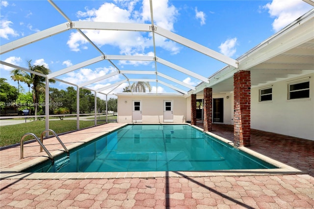 17535 SW 91st Ave, Palmetto Bay, FL 33157 - swimming pool featuring a patio area and glass enclosure