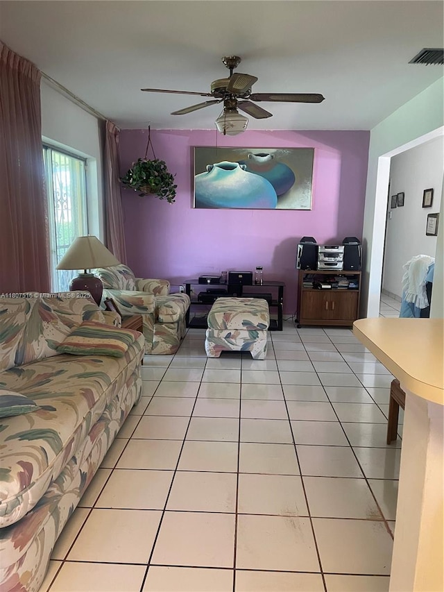 11753 SW 32nd St, Miami, FL 33175 - living area featuring ceiling fan and light tile patterned floors