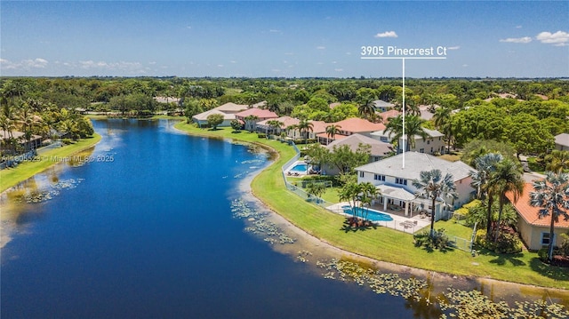 3905 Pinecrest Ct, Weston, FL 33331 - drone / aerial view of a nearby body of water and a pool area