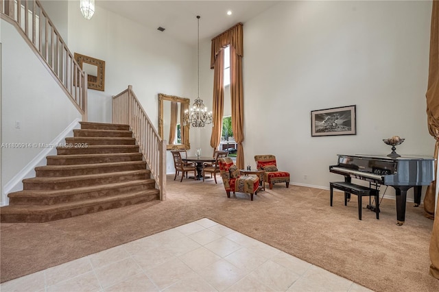 13366 NW 14th St, Pembroke Pines, FL 33028 - common area featuring a towering ceiling, stairway, and recessed lighting