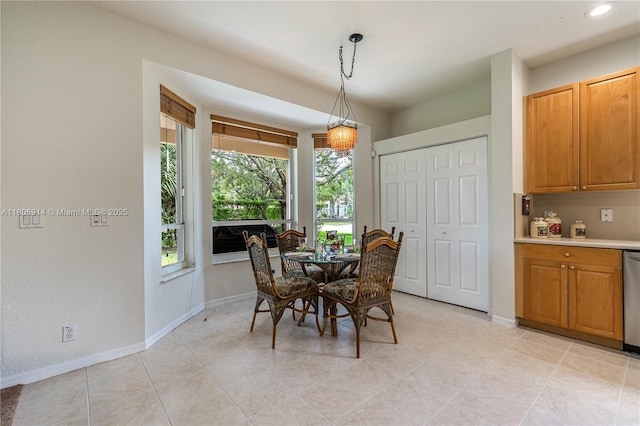 13366 NW 14th St, Pembroke Pines, FL 33028 - dining room featuring baseboards, recessed lighting, and light tile patterned floors