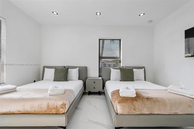 4861 SW 5th St, Miami, FL 33134 - bedroom featuring light marble finish floors and multiple windows