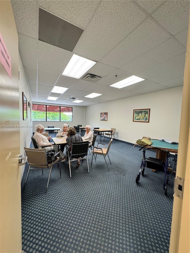 9823 S Hollybrook Lake Dr Unit 105, Pembroke Pines, FL 33025 - home office featuring carpet floors and a drop ceiling