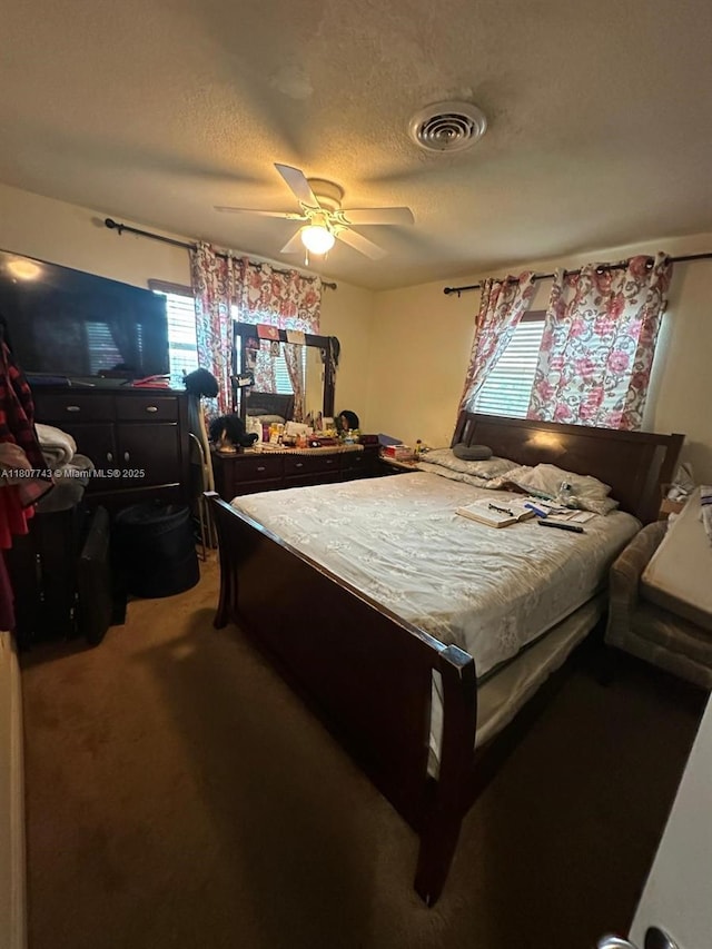 2301 NW 43rd Ter, Lauderhill, FL 33313 - bedroom featuring carpet flooring, a textured ceiling, and ceiling fan