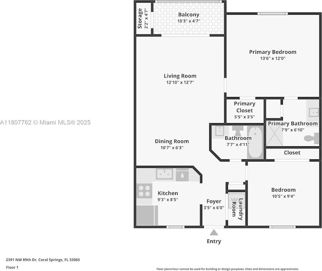 2391 NW 89th Dr Unit 409, Coral Springs, FL 33065 - floor plan / room layout