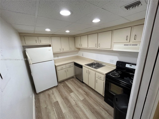 4222 Inverrary Blvd Unit 4211, Lauderhill, FL 33319 - kitchen featuring exhaust hood, electric range, freestanding refrigerator, dishwasher, and a sink