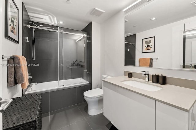 1600 NE 1st Ave Unit 2907, Miami, FL 33132 - bathroom featuring toilet, shower / bath combination with glass door, tile patterned flooring, and vanity