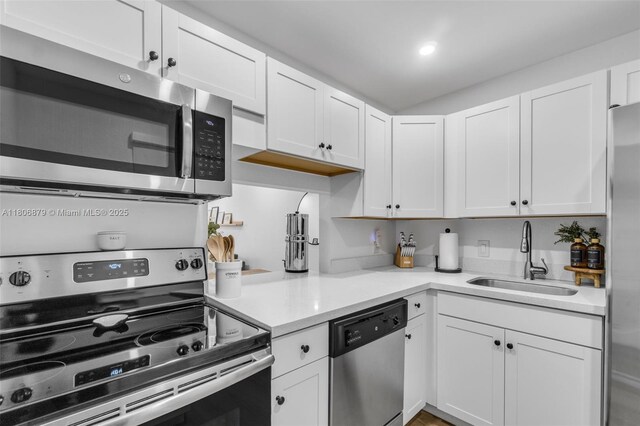 9974 SW 88th St Unit 1029, Miami, FL 33176 - kitchen with appliances with stainless steel finishes, a sink, white cabinetry, and light countertops