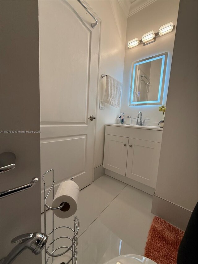 15029 SW 8th Ter, Miami, FL 33194 - bathroom with crown molding and vanity