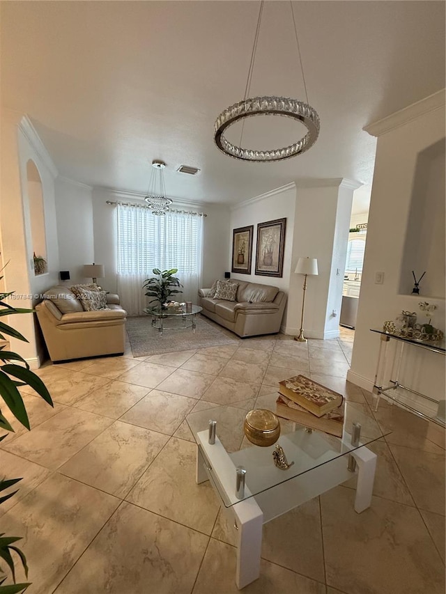 15029 SW 8th Ter, Miami, FL 33194 - living room featuring ornamental molding and baseboards