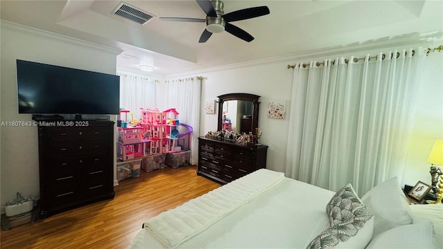 15029 SW 8th Ter, Miami, FL 33194 - bedroom featuring ornamental molding, wood finished floors, and ceiling fan