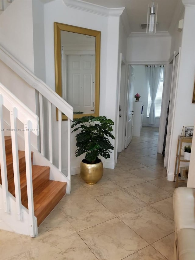 15029 SW 8th Ter, Miami, FL 33194 - corridor with crown molding and stairs