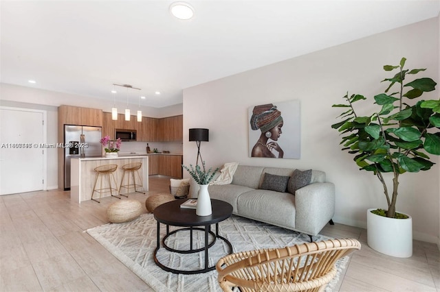 3900 Biscayne Blvd Unit N-905, Miami, FL 33137 - living area with light wood-type flooring, recessed lighting, and baseboards