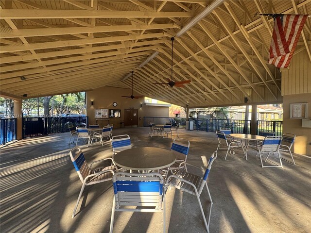 15569 N Miami Lakeway N Unit 204, Miami Lakes, FL 33014 - view of patio featuring outdoor dining area and ceiling fan