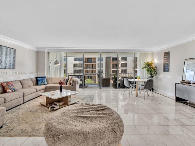 10155 Collins Ave Unit 408, Bal Harbour, FL 33154 - living room with ornamental molding and plenty of natural light