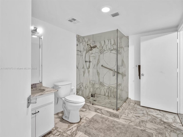 10155 Collins Ave Unit 408, Bal Harbour, FL 33154 - bathroom with a marble finish shower, vanity, and marble finish floors