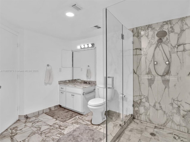 10155 Collins Ave Unit 408, Bal Harbour, FL 33154 - full bath featuring a marble finish shower, vanity, marble finish floors, and recessed lighting