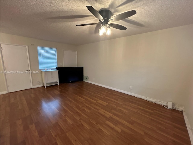 1717 Rodman St Unit 18, Hollywood, FL 33020 - unfurnished living room featuring a ceiling fan, wood finished floors, a textured ceiling, and baseboards