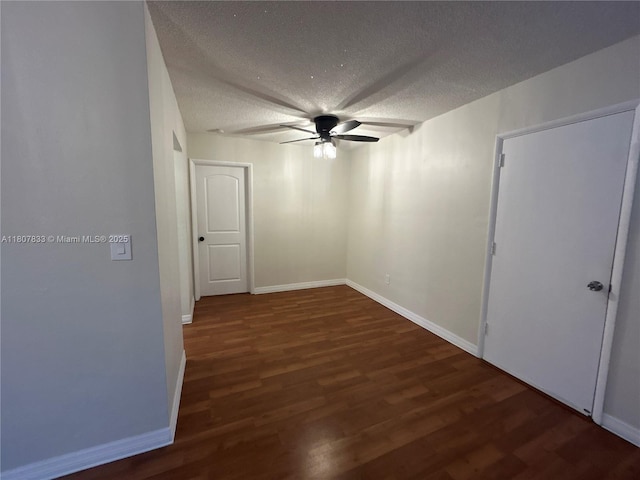 1717 Rodman St Unit 18, Hollywood, FL 33020 - empty room with ceiling fan, wood finished floors, a textured ceiling, and baseboards