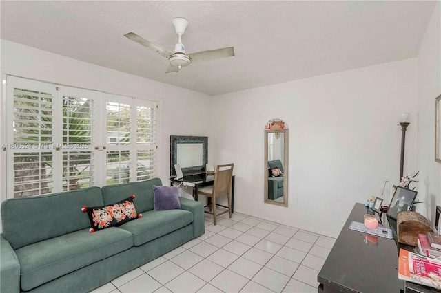 2001 NW 93rd Ln, Sunrise, FL 33322 - living area with a ceiling fan and light tile patterned floors