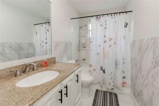 2001 NW 93rd Ln, Sunrise, FL 33322 - full bath with vanity, toilet, shower / bath combo with shower curtain, and tile walls