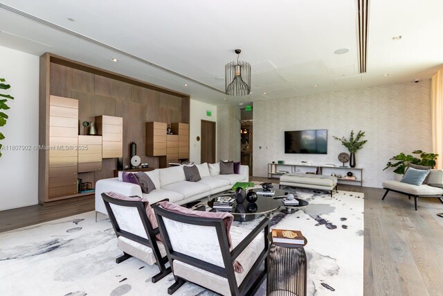 650 NE 32nd St Unit 4101, Miami, FL 33137 - living area featuring light wood finished floors and wallpapered walls