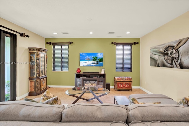 7582 SW 191st St, Cutler Bay, FL 33157 - living room with recessed lighting, baseboards, and carpet floors