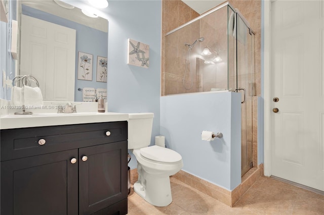 7582 SW 191st St, Cutler Bay, FL 33157 - full bathroom with vanity, a shower stall, tile patterned flooring, and toilet