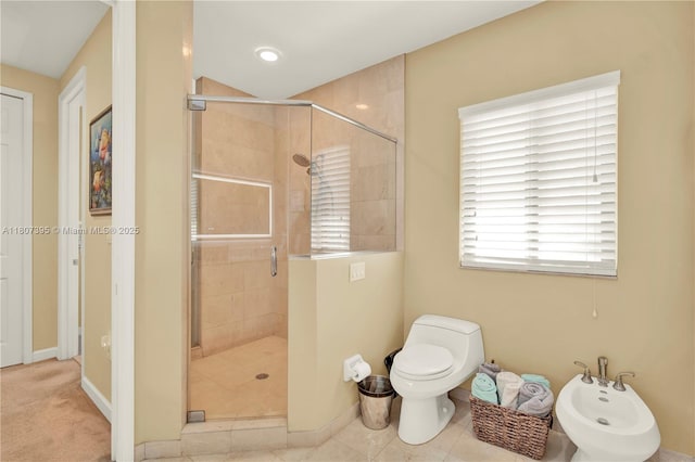 7582 SW 191st St, Cutler Bay, FL 33157 - bathroom featuring a bidet, a shower stall, baseboards, and toilet