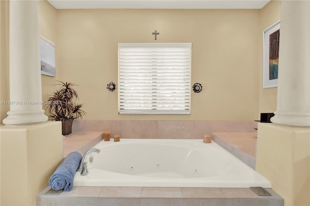 7582 SW 191st St, Cutler Bay, FL 33157 - full bathroom featuring decorative columns and a whirlpool tub
