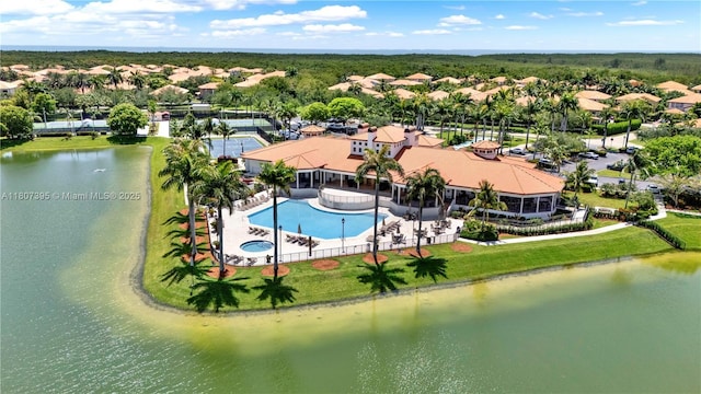 7582 SW 191st St, Cutler Bay, FL 33157 - drone / aerial view of a pool and a large body of water