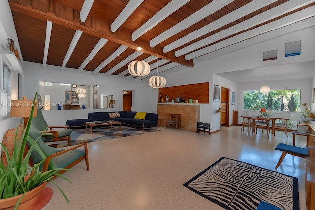 1895 SW 25th St, Miami, FL 33133 - living area featuring wooden ceiling and a tiled fireplace