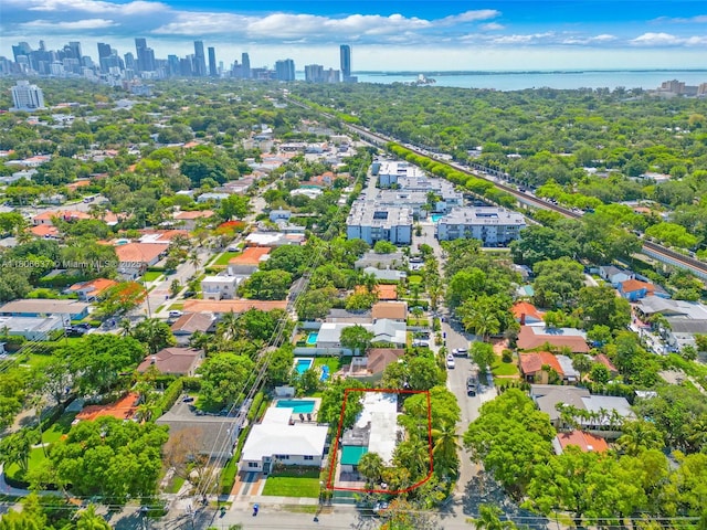 1895 SW 25th St, Miami, FL 33133 - view of property location featuring property boundaries highlighted, city skyline, and a nearby body of water