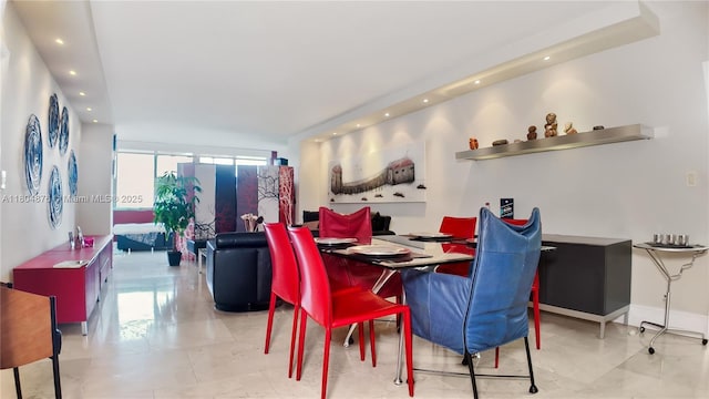 5005 Collins Ave Unit 212, Miami Beach, FL 33140 - dining room featuring recessed lighting and marble finish floors