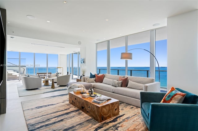 2200 N Ocean Blvd Unit N1102, Fort Lauderdale, FL 33305 - living room featuring expansive windows and a water view