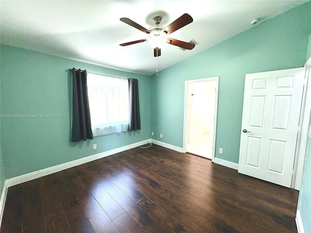 20866 NW 3rd Ln, Pembroke Pines, FL 33029 - unfurnished bedroom with vaulted ceiling, dark wood finished floors, a ceiling fan, and ensuite bath