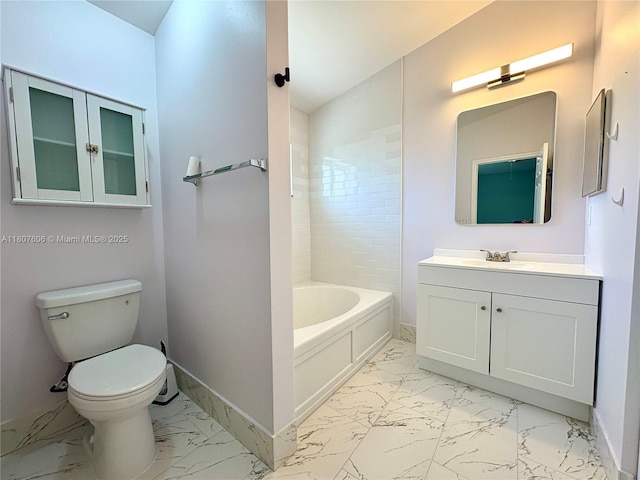 20866 NW 3rd Ln, Pembroke Pines, FL 33029 - bathroom featuring marble look tiles, vanity, and tub / shower combination