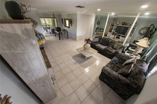 1175 NW 90th Way, Plantation, FL 33322 - tiled living room with crown molding and recessed lighting